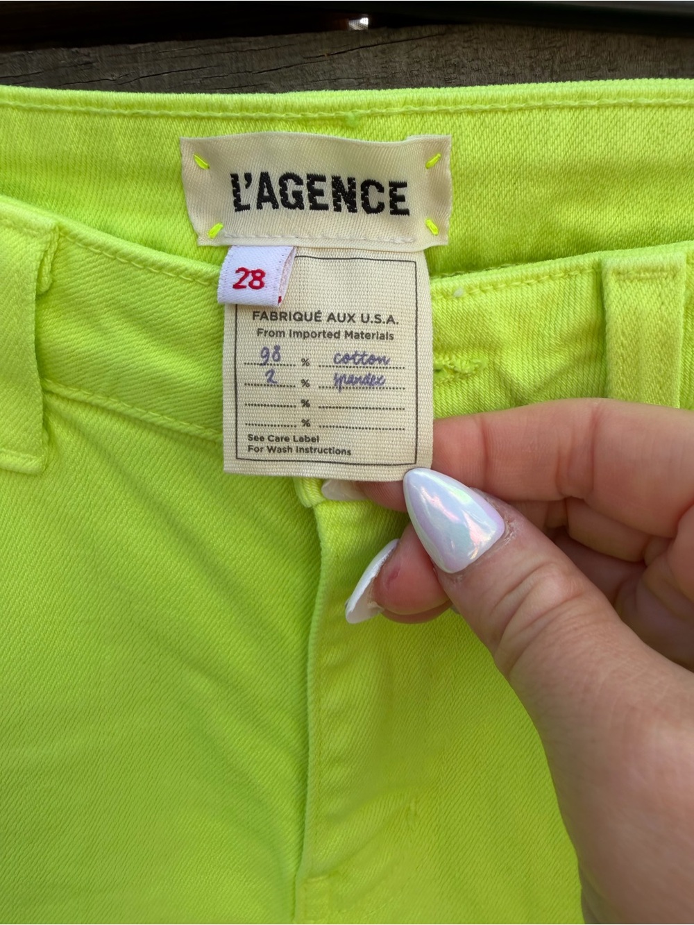 L’AGENCE Paris Highlighter Yellow Flare Jeans Size 28 NWT - Picture 3 of 4